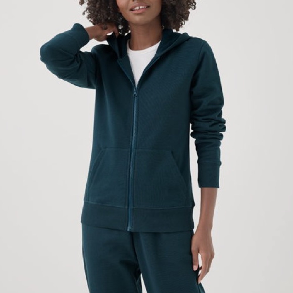Pact Cloud Brushed Fleece Zip Hoodie Celestial Teal size S